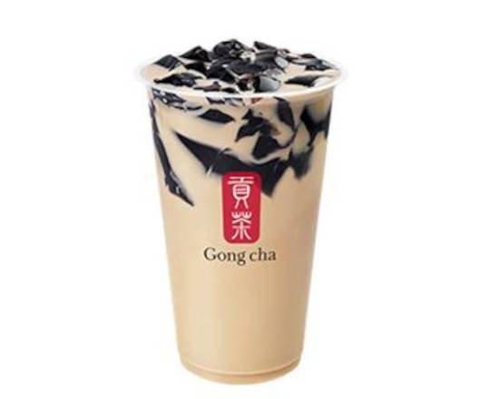 Milk Tea with Grass Jelly 仙草奶凍