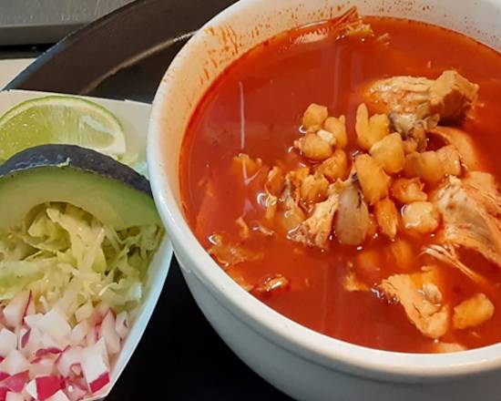 Order Pozole Large (Pork & Chicken) (grande/Large) food online from Gonzalo Taqueria Y Carnitas store, Lake Worth on bringmethat.com