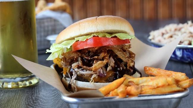 Order “All-In” Burger food online from Red Hot and Blue store, Fairfax on bringmethat.com