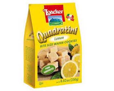Order Loacker Quadratini Lemon Wafer Cookies 8.82oz food online from George's Market store, San Francisco on bringmethat.com