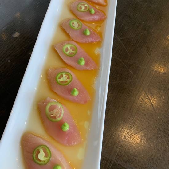 Order Albacore w/ Jalapeno Sashimi food online from Yu-n-mi store, Beverly Hills on bringmethat.com