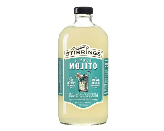 Order Stirrings Simple Mojito Cocktail Mix, 750mL food online from Golden Ox Liquors store, Saint Augustine on bringmethat.com