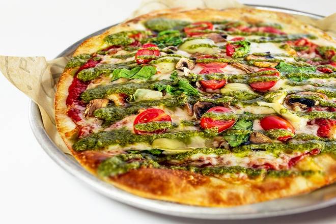 Order Veggie Pesto Pizza (Vegetarian Friendly) food online from Pieology Pizzia store, Honolulu on bringmethat.com