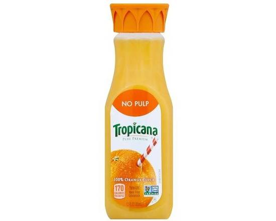 Order Tropicana Orange Juice (No Pulp) 12 oz bottle   food online from Glenrose Liquor & Mini Mart store, Glendale on bringmethat.com
