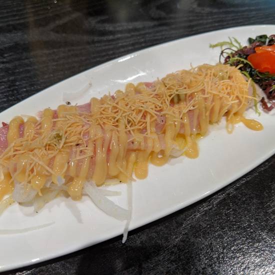 Order Carpaccio with Spicy miso & yuzu citrus sauce food online from Boss Sushi store, Beverly Hills on bringmethat.com