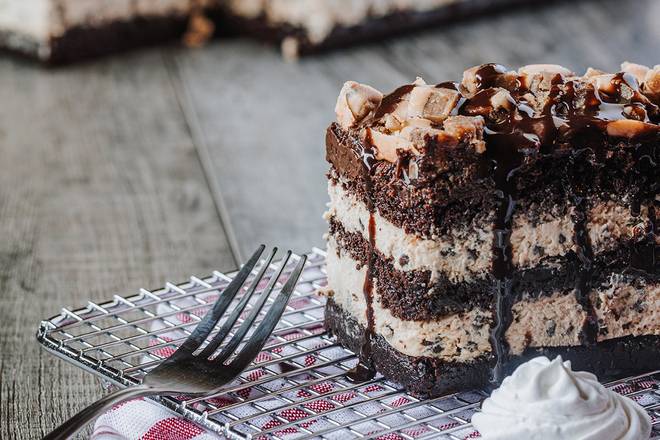 Order Cookie Dough Chocolate Cake food online from Logan's Roadhouse store, McAllen on bringmethat.com
