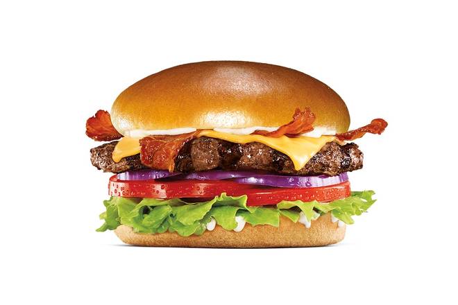 Order Bacon & Cheese Angus Burger food online from Hardee store, Chambersburg on bringmethat.com