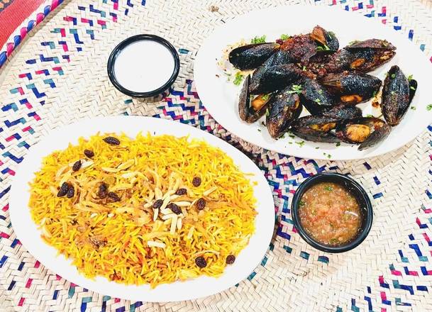 Order  A Grilled Seafood Mussels | محار مشوي على الطابون food online from House Of Mandi store, Anaheim on bringmethat.com