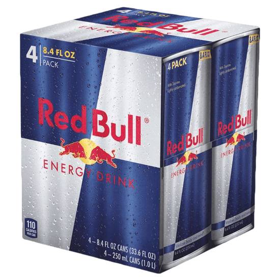 Order Red Bull Energy Drink 4 Pack 8.4oz food online from Casey store, Omaha on bringmethat.com