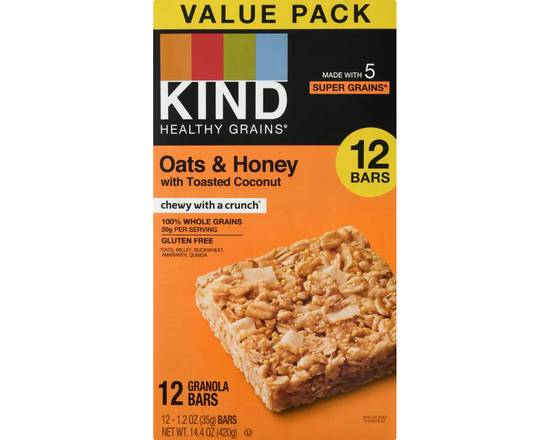 Order Kind Oats&Honey with toasted coconut Box 12 Bars  food online from Fresko Market store, Miami on bringmethat.com