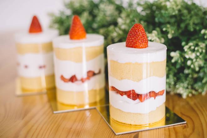 Order Strawberry Shortcake Parfait food online from Fussell Cake Company store, Lawrenceville on bringmethat.com