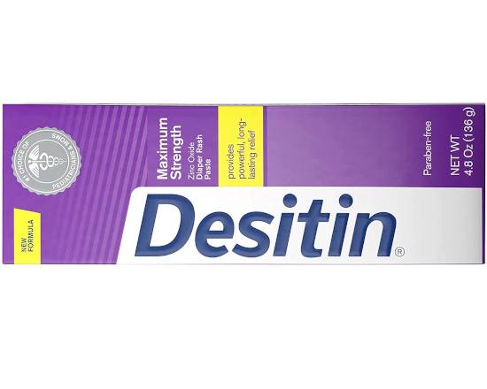 Order Desitin Maximum Strength Baby Diaper Rash Cream with 40% Zinc Oxide for Treatment, Relief & Prevention, Hypoallergenic, Phthalate- & Paraben-Free Paste, 4.8 oz food online from Turbo Merce store, Alpharetta on bringmethat.com