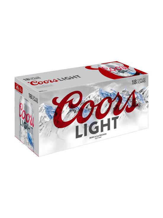 Order Coors Light 18 Pack, 12 OZ each (4.2 % ABV) food online from Chevron Extramile store, W Sacramento on bringmethat.com
