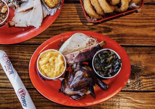 Order Three Meat Platter food online from Bonos Pit Bar-B-Q & Catering store, Jacksonville on bringmethat.com