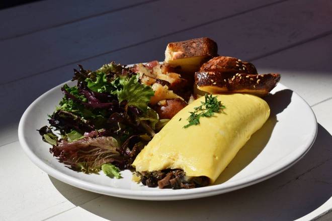 Order Mixed Mushroom, Thyme and Fontina Cheese Omelette food online from Miriam Restaurant store, New York on bringmethat.com