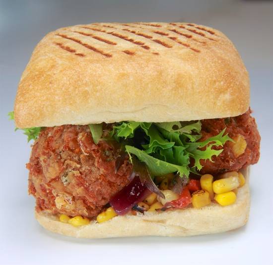 Order Salmon Hush Puppy Panini food online from F2o Fresh to Order store, Johns Creek on bringmethat.com