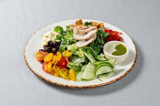 Order Mediterranean Caesar with Chicken food online from Le Pain Quotidien store, New Canaan on bringmethat.com