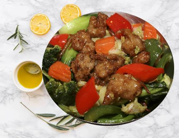 Order Basil Tofu with Mixed Green Vegetables food online from Enjoy Vegetarian Restaurant store, San Francisco on bringmethat.com