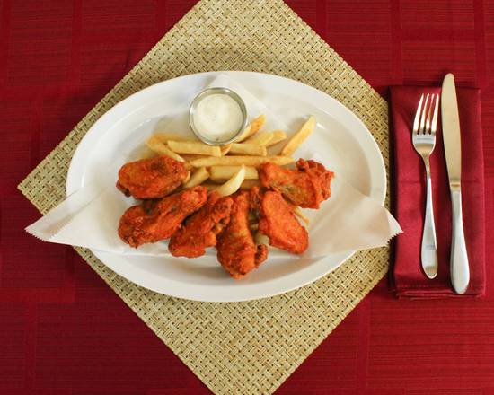 Order Buffalo Wings with Fries 8 pcs  food online from Churrasco Fusion store, West Palm Beach on bringmethat.com