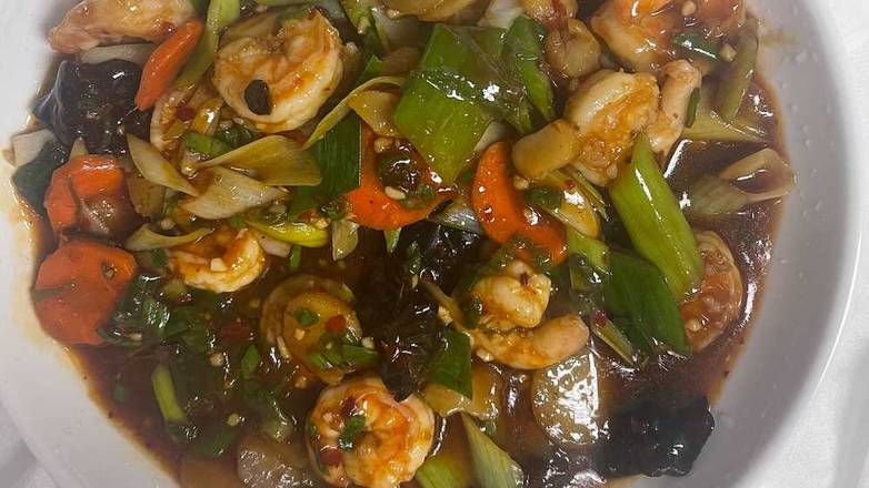 Order Szechuan (Yushiang) Prawns, Fish Fillets, or Scallops food online from Crouching Tiger Restaurant store, Redwood City on bringmethat.com