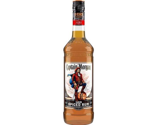 Order Captain Morgan 100 Spiced, 750mL rum (50.0% ABV) food online from Xtra Liquors & Wines store, WEST MIAMI on bringmethat.com