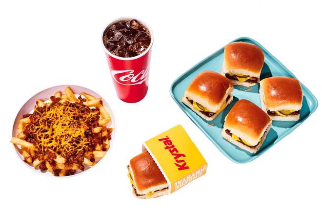 Order 5 CHEESE KRYSTALS WITH CHILI CHEESE FRIES COMBO food online from Krystal store, Orange Park on bringmethat.com