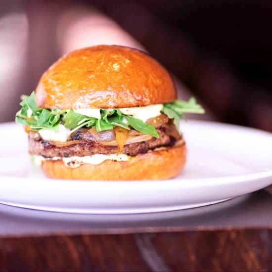 Order Blue Cheese Burger food online from Haven Craft Kitchen + Bar store, Orange on bringmethat.com