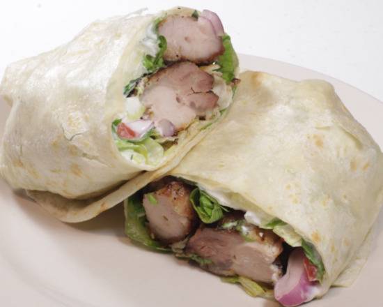 Order Pork Kabob Wrap food online from Koko's Mediterranean Grille store, Chicago on bringmethat.com