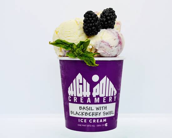 Order Basil with Blackberry Swirl (Pint) food online from High Point Creamery store, Denver on bringmethat.com