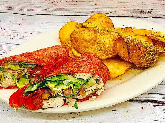 Order Chicken Bruschetta Caesar Wrap food online from Selma Chicago Pizzeria store, Rancho Santa Margarita on bringmethat.com