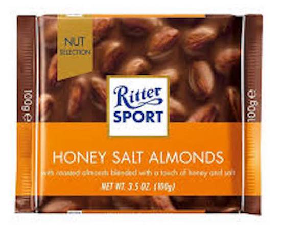 Order Ritter Sport Milk Chocolate With Honey Salted Almonds 3.5oz food online from George's Market store, San Francisco on bringmethat.com