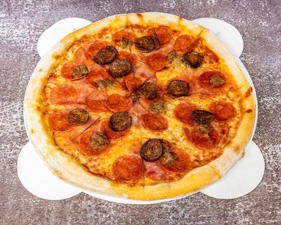 Order All Meat Pizza food online from Pizza Roma store, Austin on bringmethat.com
