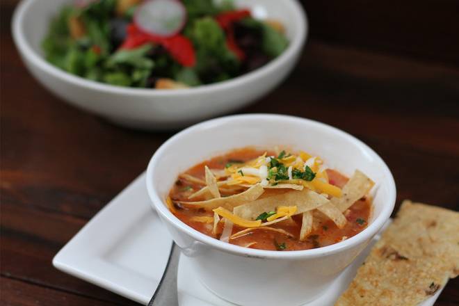 Order Soup + Salad food online from Lazy Dog Restaurant & Bar store, Addison on bringmethat.com