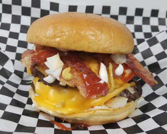 Order Bacon Cheese Burger food online from The burger cave store, North Las Vegas on bringmethat.com
