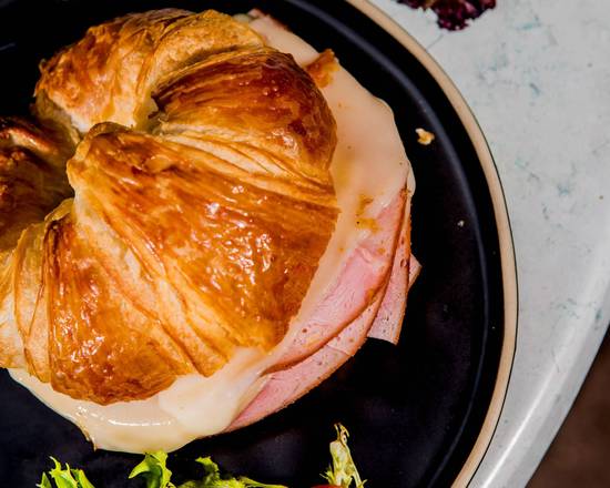 Order Croissant with Ham and Swiss Cheese food online from Crema Gourmet Espresso Bar store, Miami on bringmethat.com