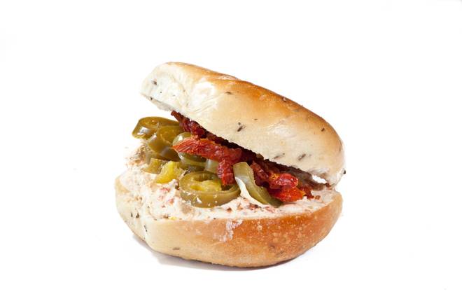 Order Sundried Tomato Jalapeño Cream Cheese on a Bagel food online from Long Island Bagel Cafe store, Scarsdale on bringmethat.com