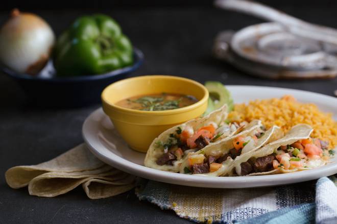 Order Grilled Tacos (3 pcs) food online from Monterey Little Mexico store, Temple on bringmethat.com
