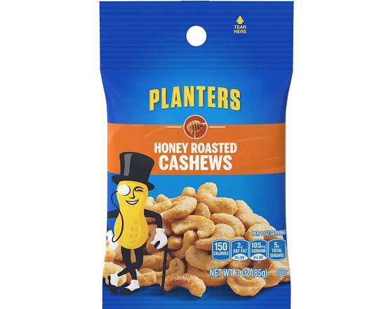 Order Planters Honey Roasted Cashews 3oz food online from Trumbull Super Stop store, Trumbull on bringmethat.com