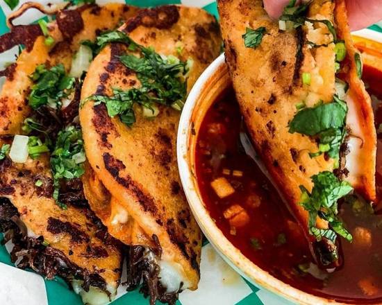 Order Quesa Birria Tacos food online from Taquitos Mexican Restaurant store, Saint Petersburg on bringmethat.com