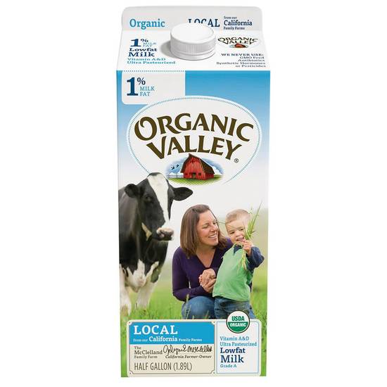 Order Organic Valley 1% Reduced Fat Milk 1/2 Gallon food online from Everyday Needs by Gopuff store, Tampa on bringmethat.com