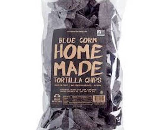 Order Home Made Blue Corn Tortilla Chips 12oz food online from George's Market store, San Francisco on bringmethat.com