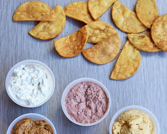 Order Three Dips & Chips food online from Zuuk Mediterranean Kitchen store, Miami on bringmethat.com