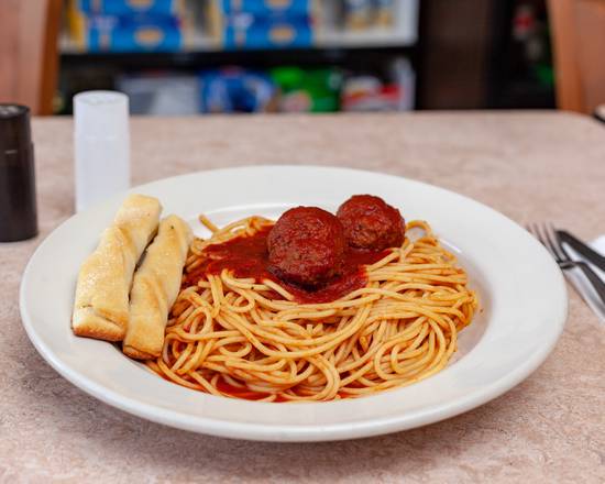 Order Spaghetti with Meatballs food online from Giuseppe Pizzeria store, Denver on bringmethat.com