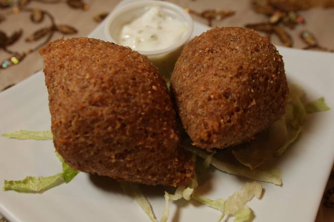 Order Fried Kibbi (2 pcs) food online from Cafe Layal store, HOUSTON on bringmethat.com