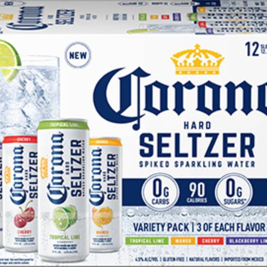 Order Corona Hard Seltzer Gluten Free Variety Pack, 12 pk 12 fl oz Cans food online from Rocky Liquor store, Claremont on bringmethat.com
