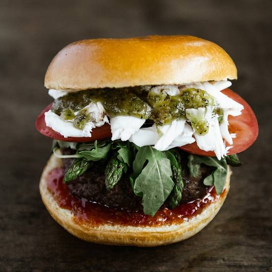 Order SURF & TURF BURGER WITH LUMP CRAB food online from Sullivan store, Omaha on bringmethat.com