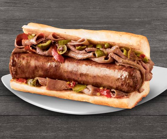 Order Beef and Sausage Combo Sandwich food online from Brown's Chicken & Pasta store, Elk Grove Village on bringmethat.com