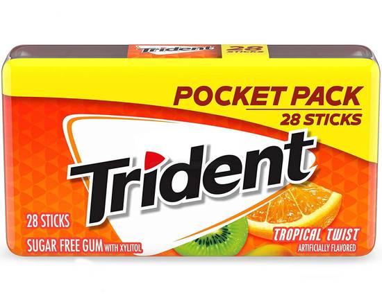 Order Trident Tropical Twist Sugar Free Gum, 28Piece Pocket Pack food online from Trumbull Super Stop store, Trumbull on bringmethat.com