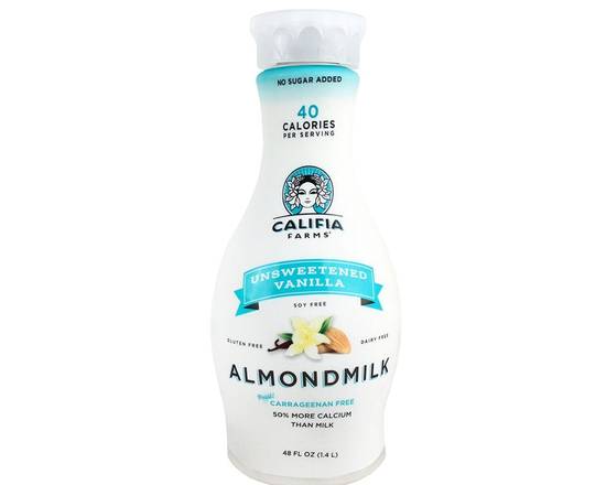 Order CALIFIA Farms Unsweetened Vanilla Almond Milk 1.4 Liter food online from Fresko Market store, Miami on bringmethat.com