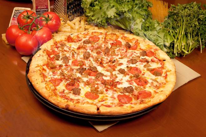 Order All Meat Pizza food online from Sardellas Pizza and Wings store, Phoenix on bringmethat.com